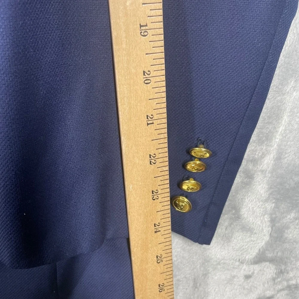 Lauren Ralph Lauren Mens Navy Blue Wool Blend Coolmax Blazer Gold Buttons 48R